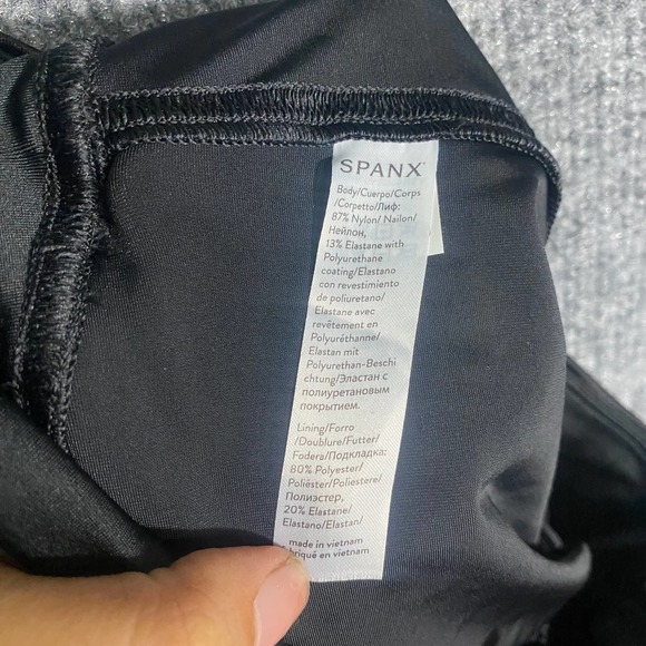 SPANX Faux Leather Leggings Medium Matte Black Camo High Rise Skinny Compression - Picture 14 of 16